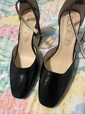 Bocage Black Patent Slingback Heels